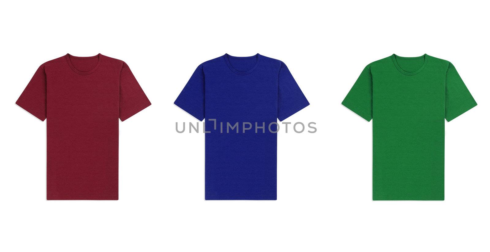 various t shirts on white background