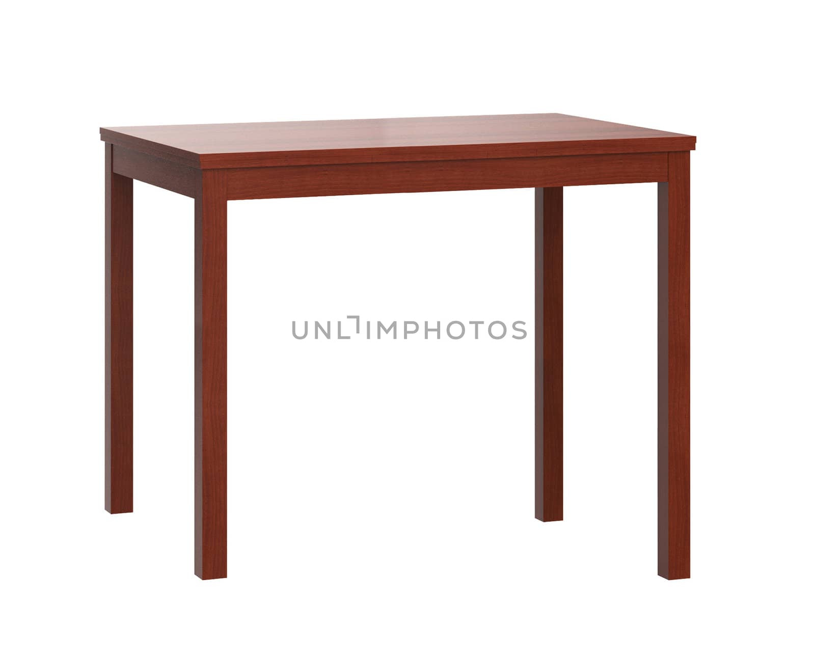 Wooden table on white background