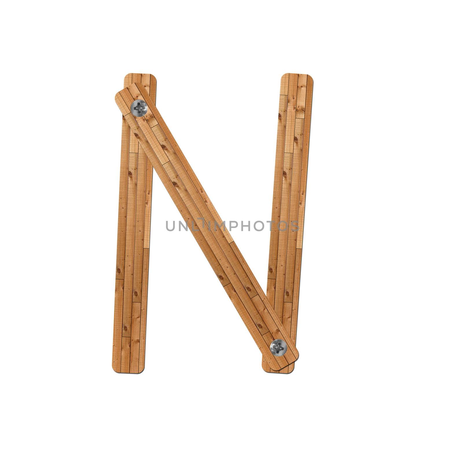 wooden alphabet - letter N� on white background