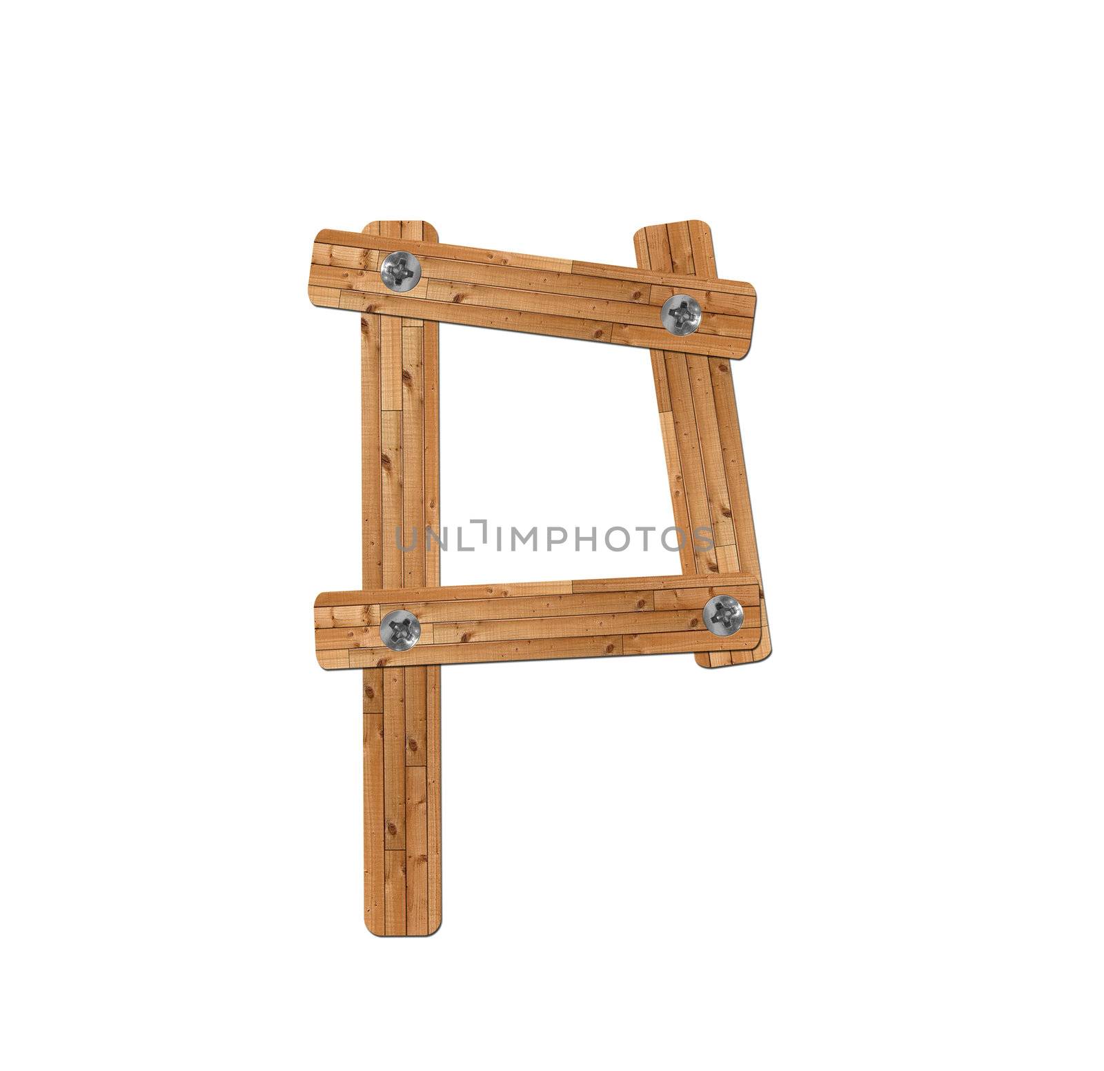 wooden alphabet - letter P� on white background