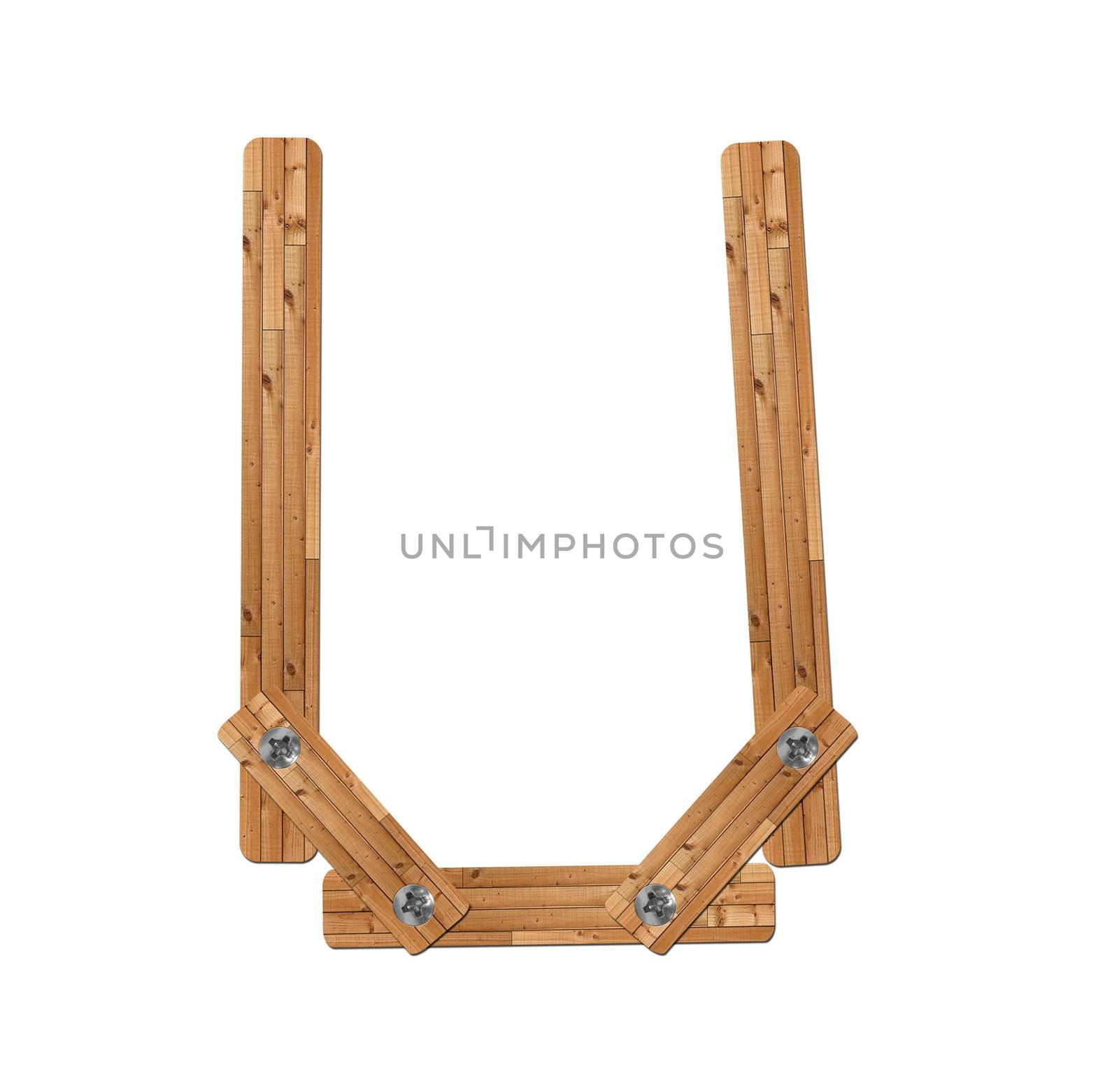 wooden alphabet - letter U� on white background