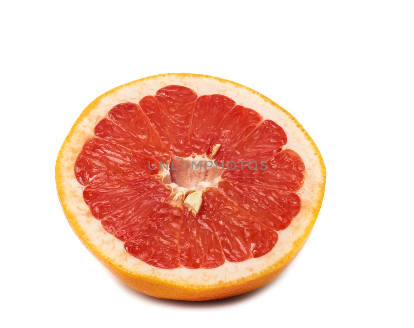 slice of grapefruit isolated on white background with clipping path
