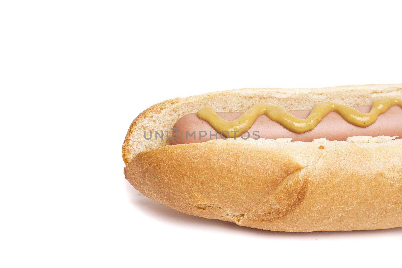 An old-fashioned hot dog with mustard