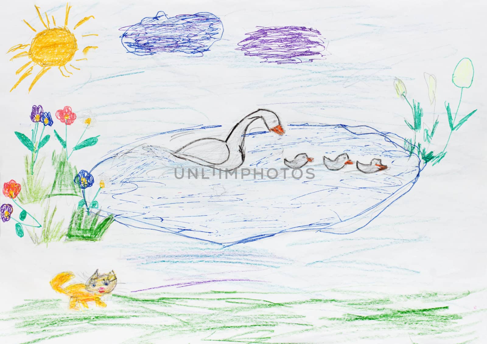 children painting - goose family