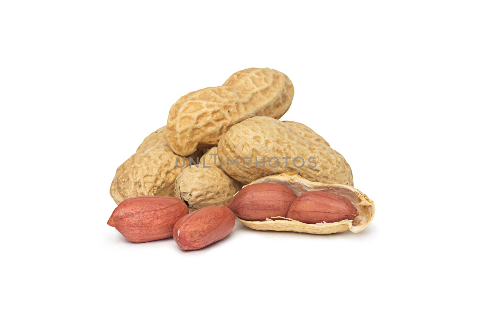 Dried peanuts in closeup