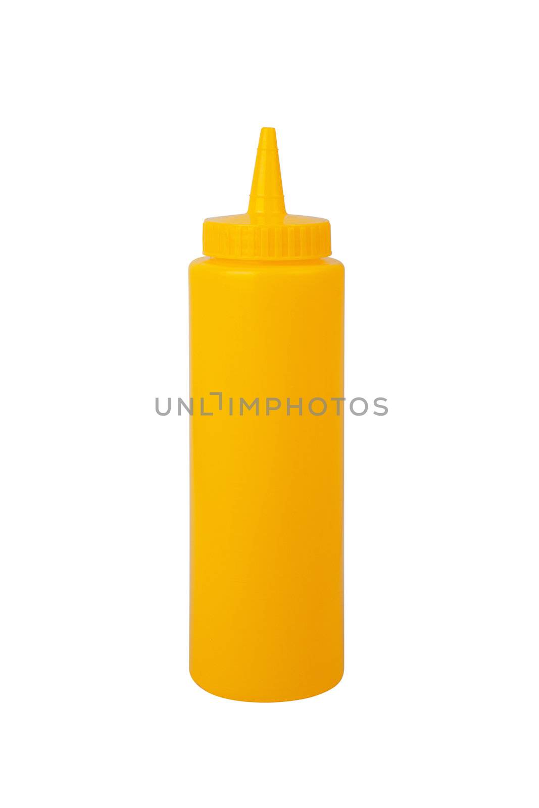 mustard bottle on a white background