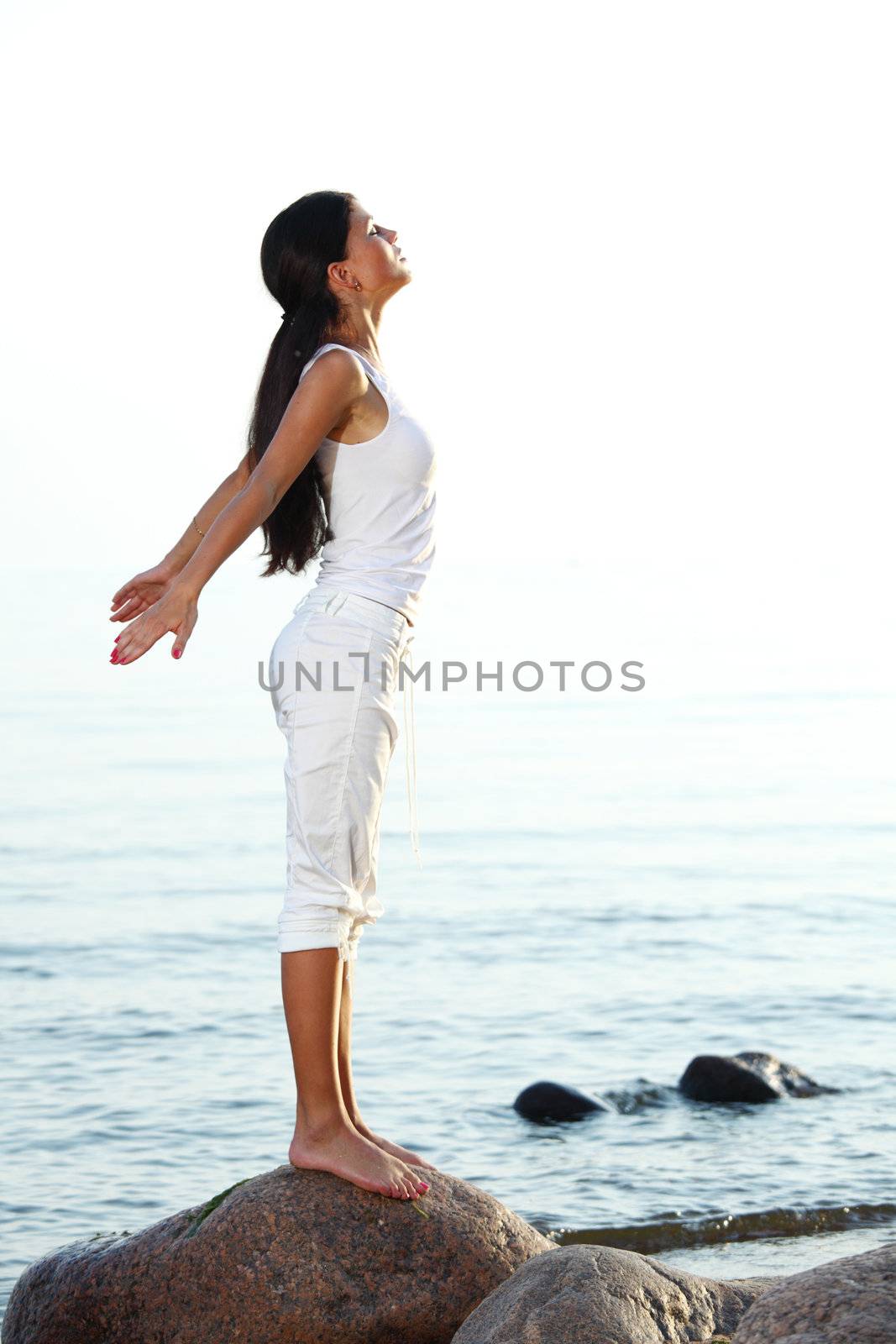 meditation on ocean sand beach