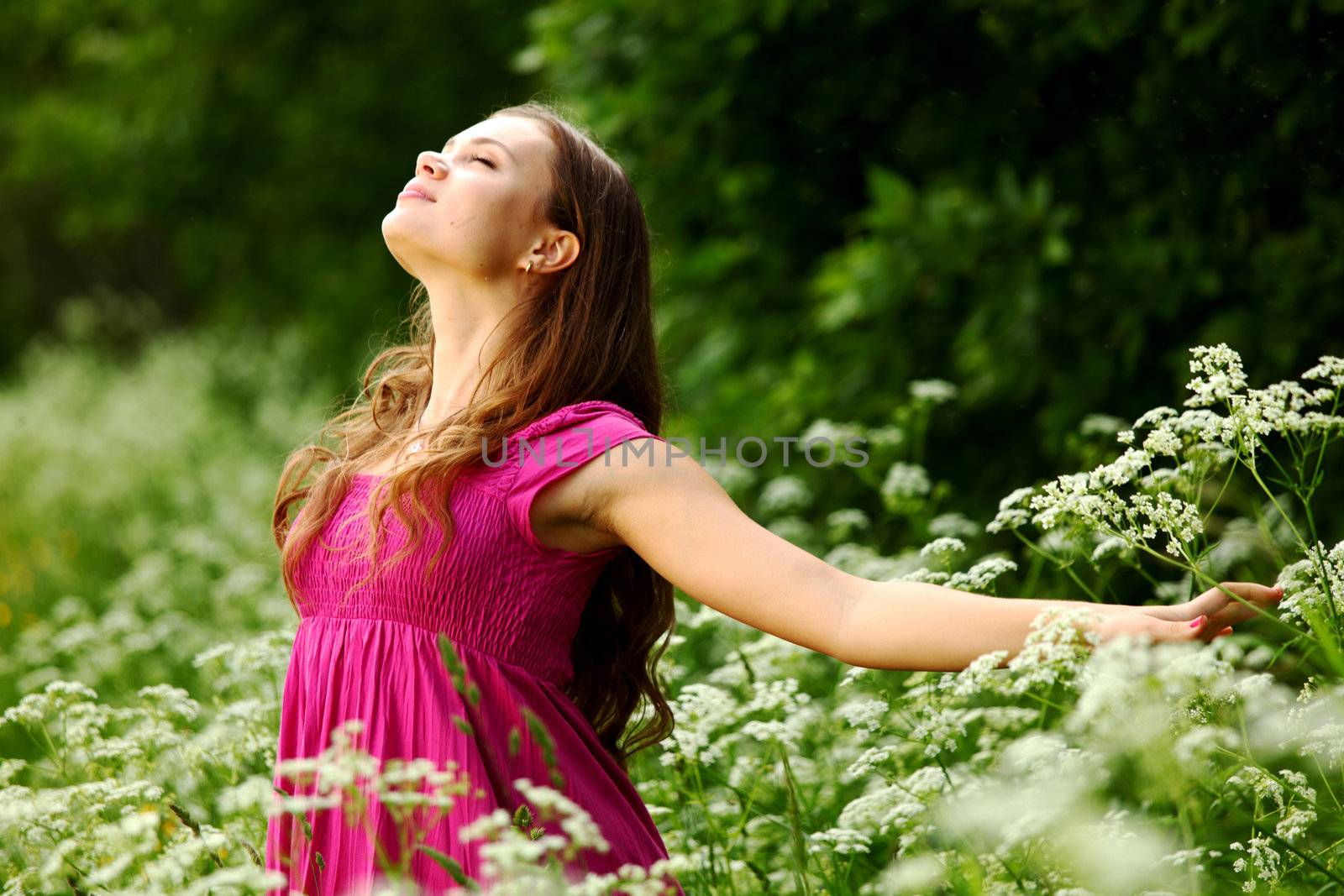 woman outdoor feel natural freedom