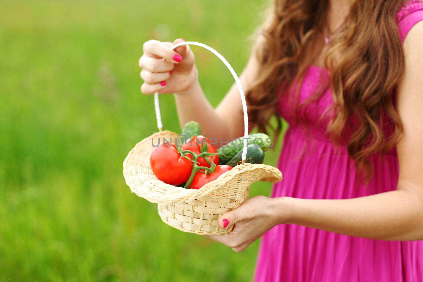 woman give vegetables to you