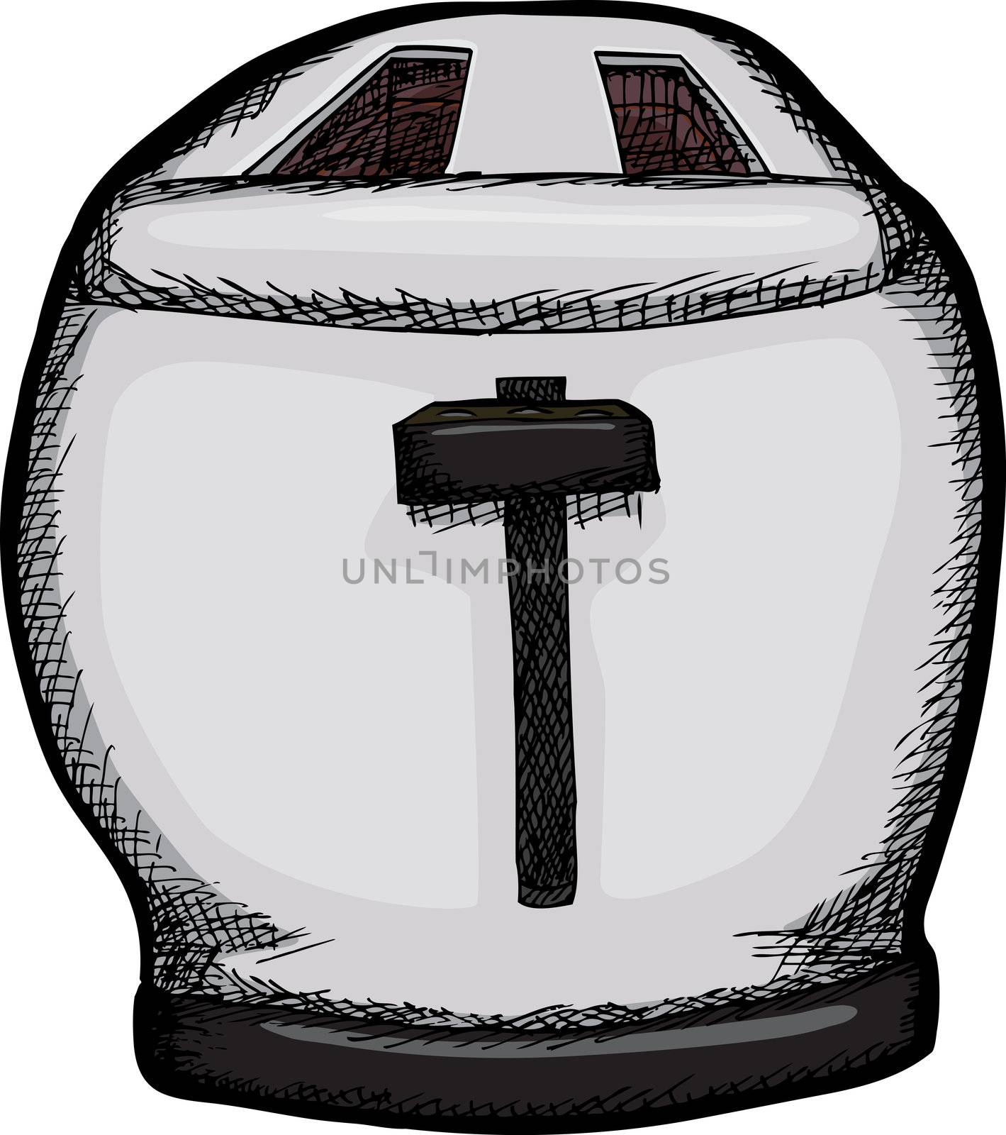 Isolated drawing of fat 2-slice toaster over white background