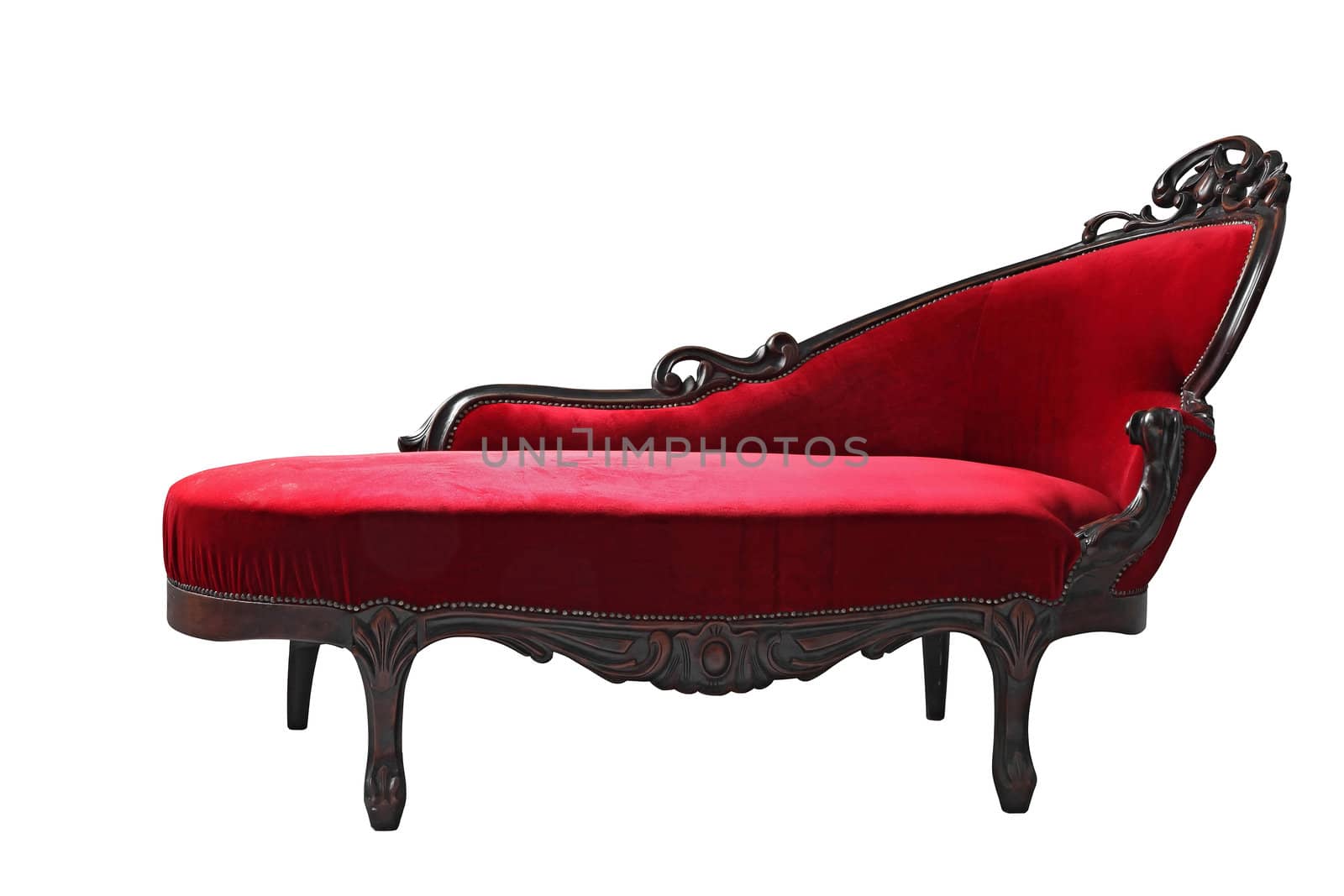 vintage luxury red sofa isolated on white background