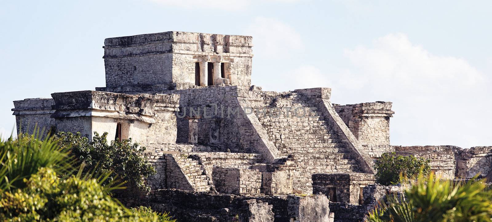 panoramic view of Tulum ruins by vwalakte