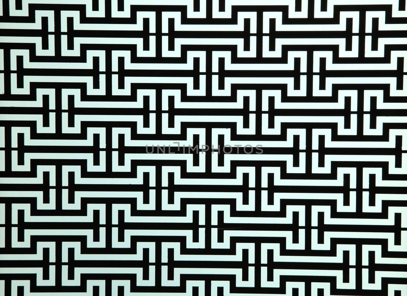 pattern of steel rod windows frame on light blue