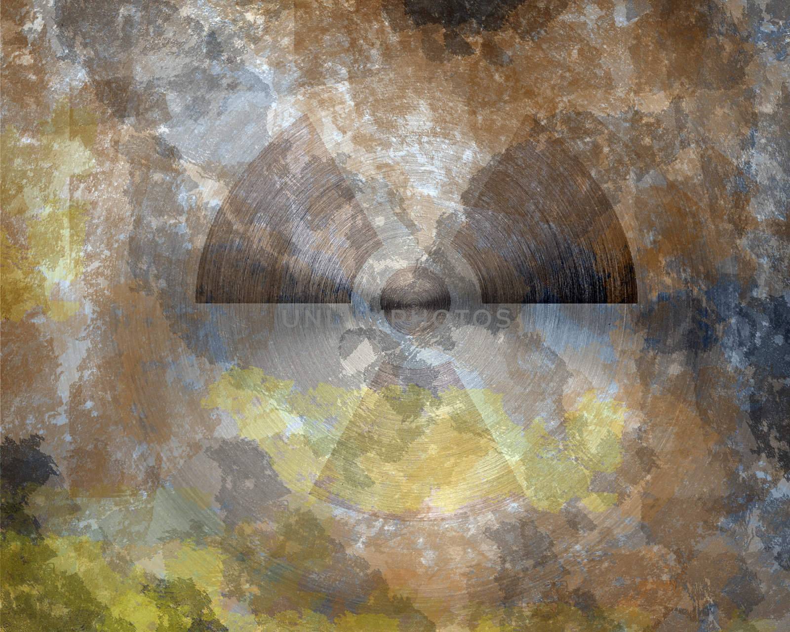 grunge nuclear sign on metal texture background