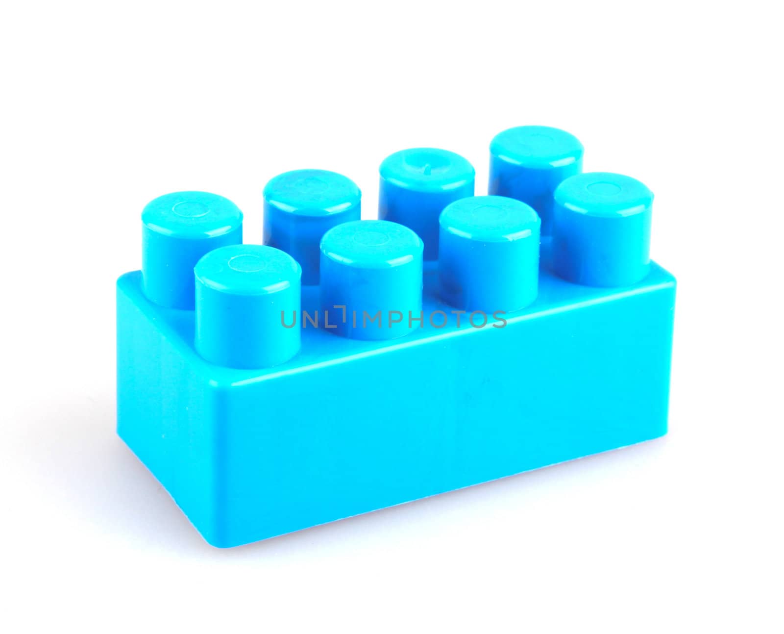 Plastic building blocks on a white background