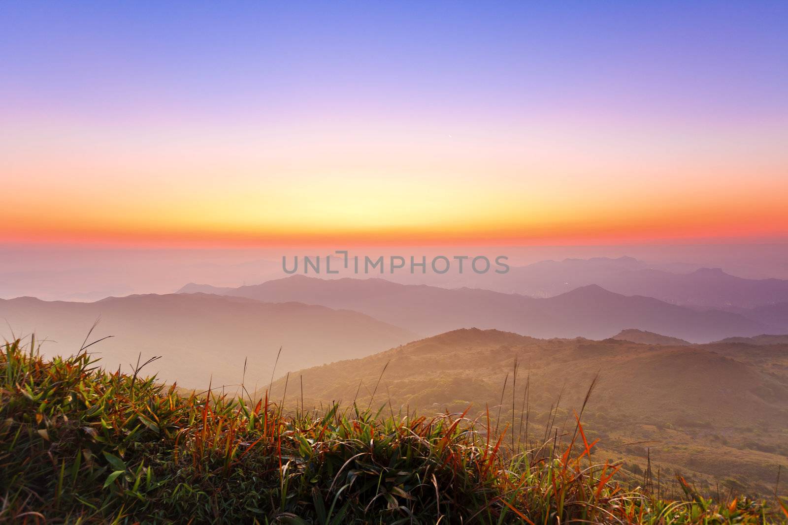 Majestic sunrise in montain landscape by kawing921