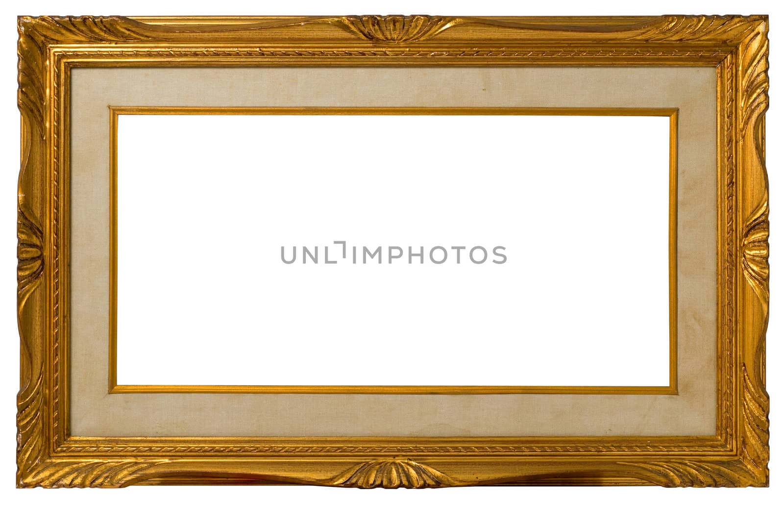 Antique golden frame, italian style,  isolated on white background - include clipping path.