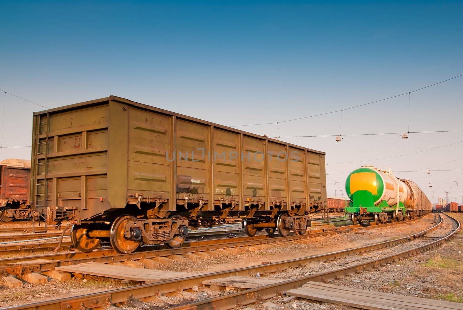 freight wagon on railroad tracks