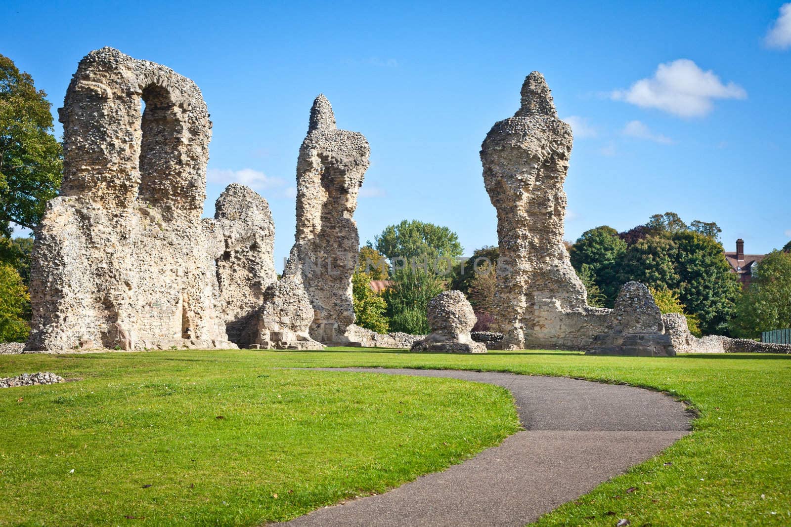 Ruins of the Abbey in Bury St Edmunds, UK