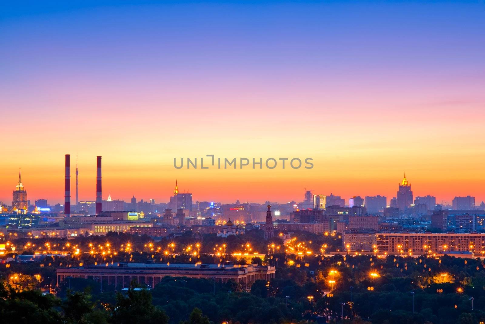 Evening Moscow, view from Sparrow Hills