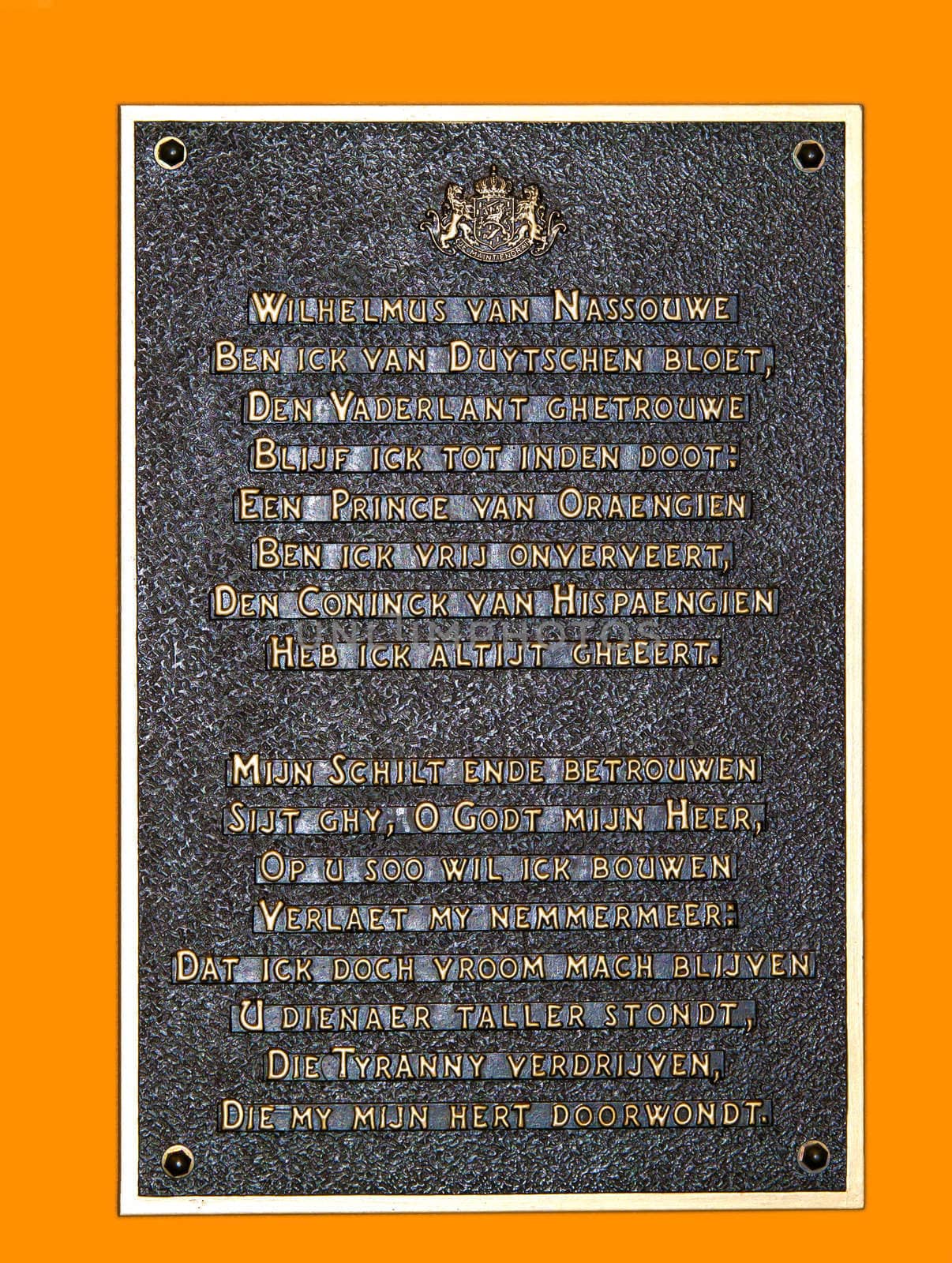 Dutch national anthem at an antique plate with an orange background by kees59
