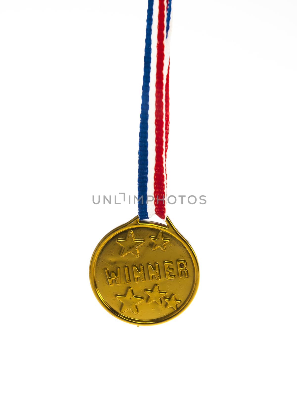 Gold medal winner pendant on a white background
