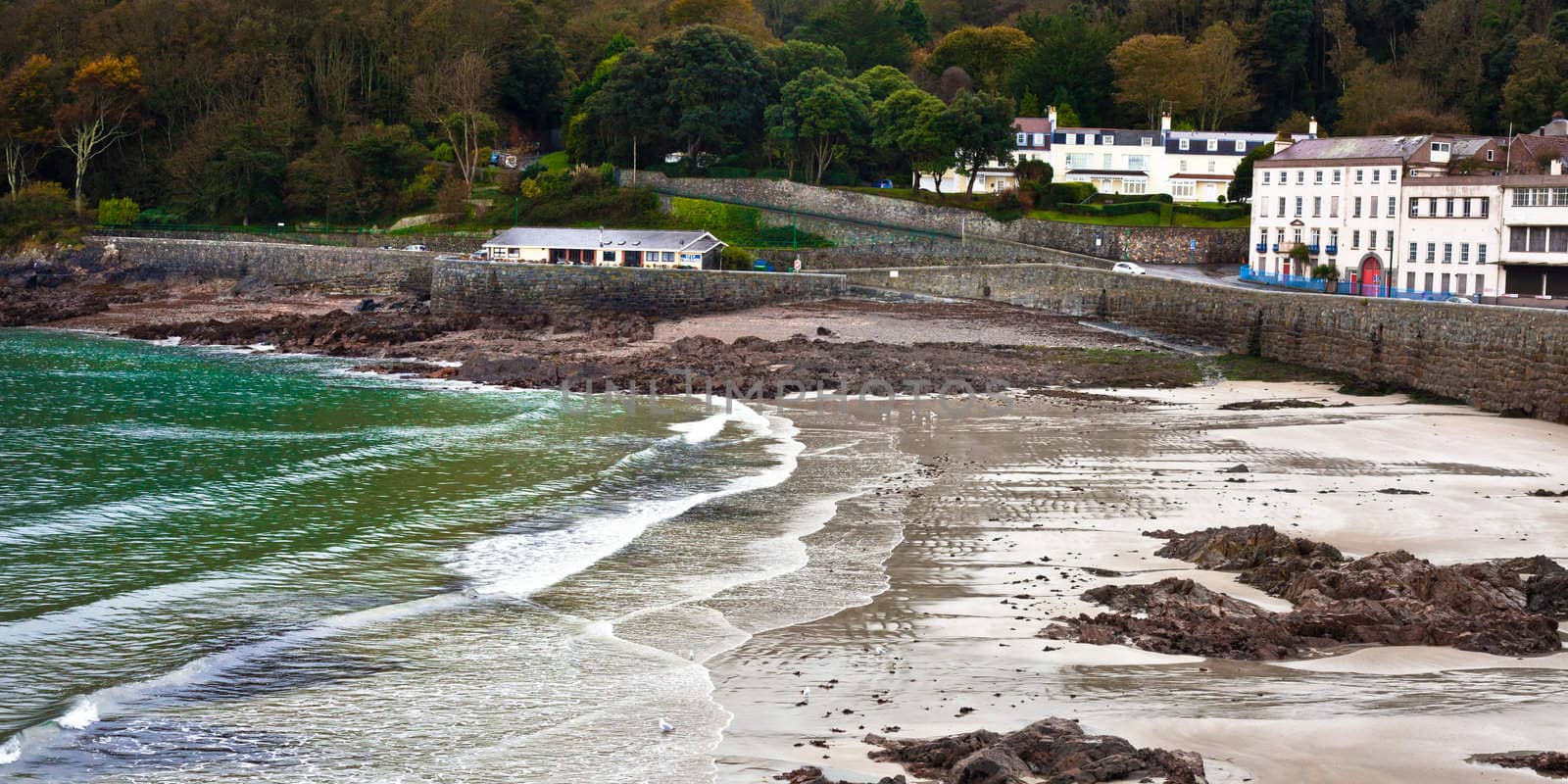 Beach at St Peter Port in Guernsey in the autumn