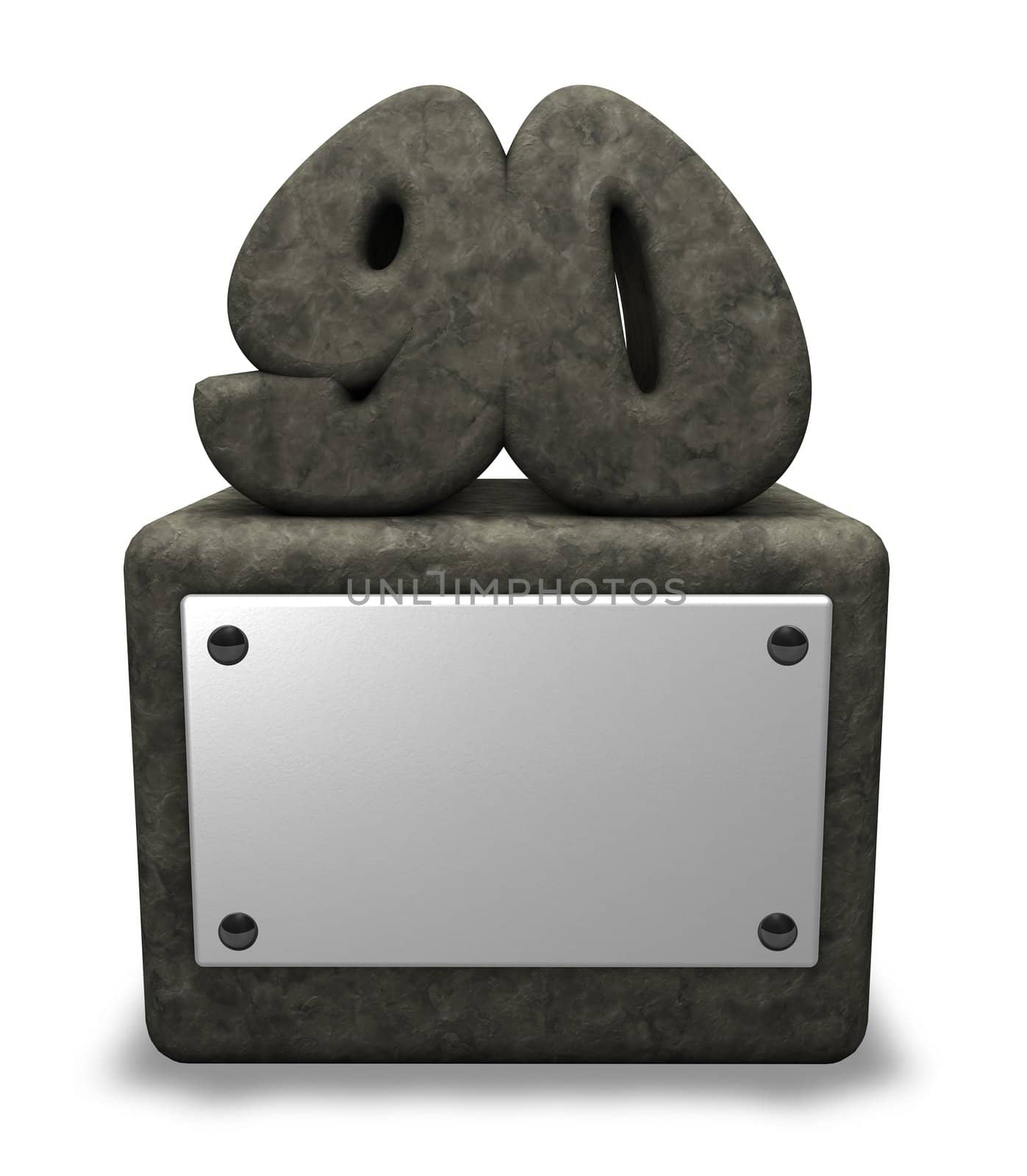 stone number ninety on socket - 3d illustration