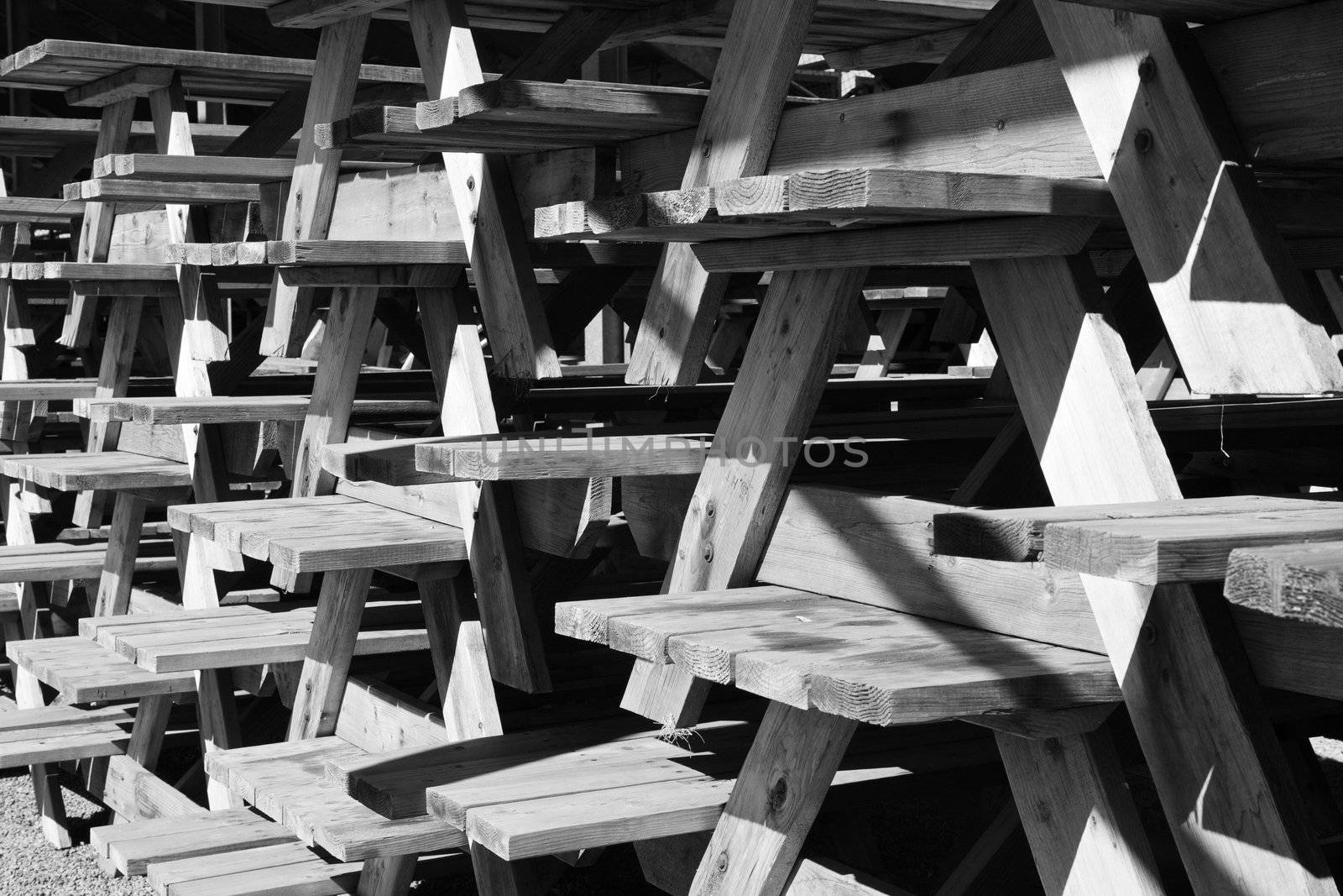 Pile of Picnic Tables by bobkeenan