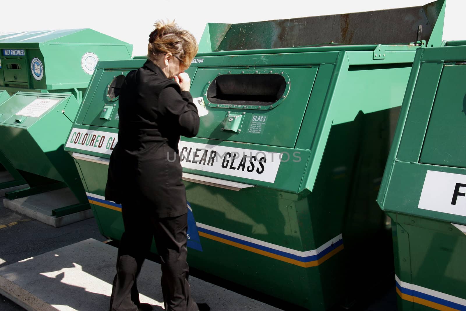 Recycling in green containers