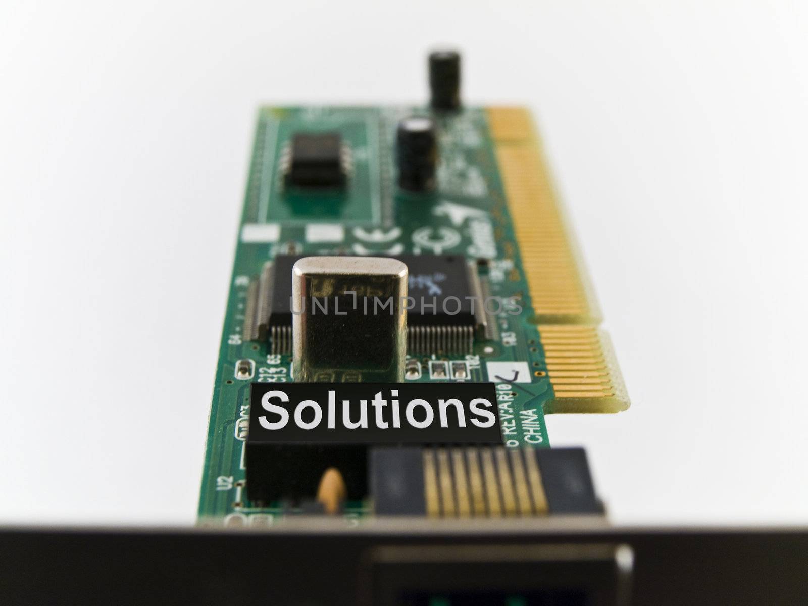 Solutions Circuit Board PCI on White Background by bobbigmac