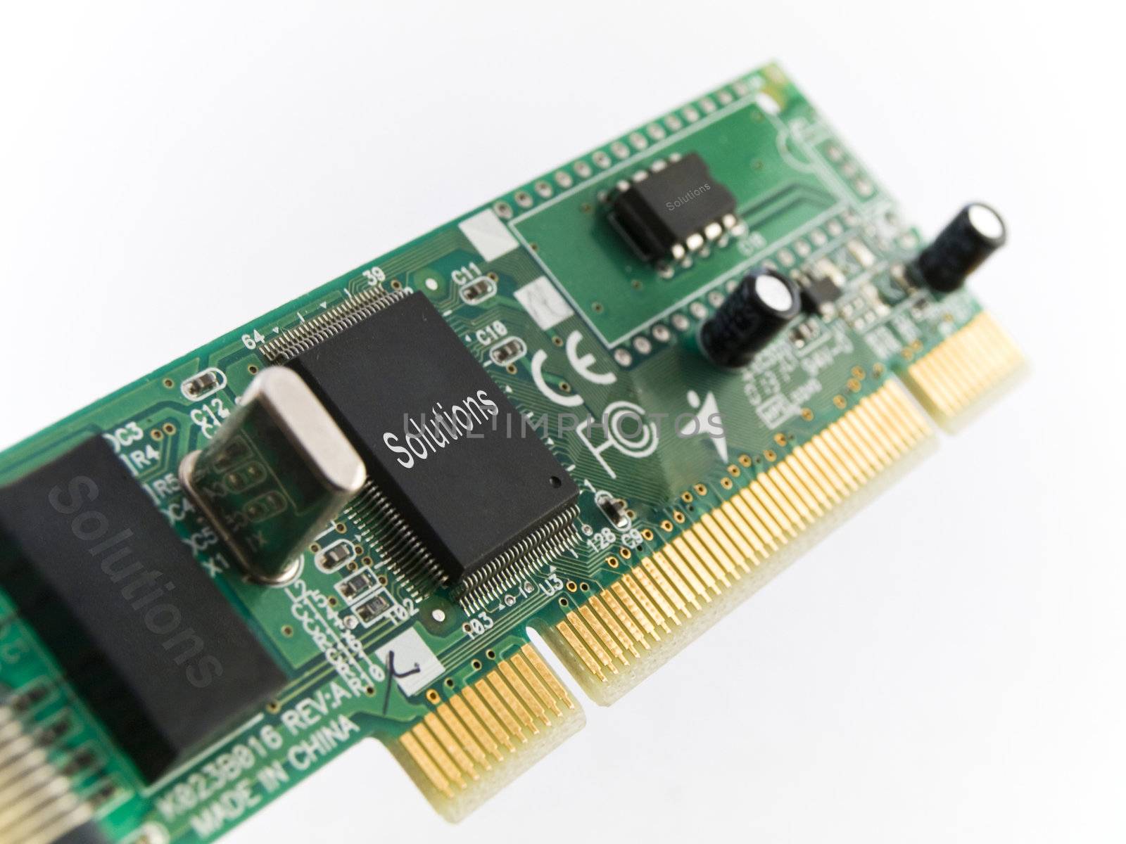 Solutions Circuit Board PCI on White Background by bobbigmac