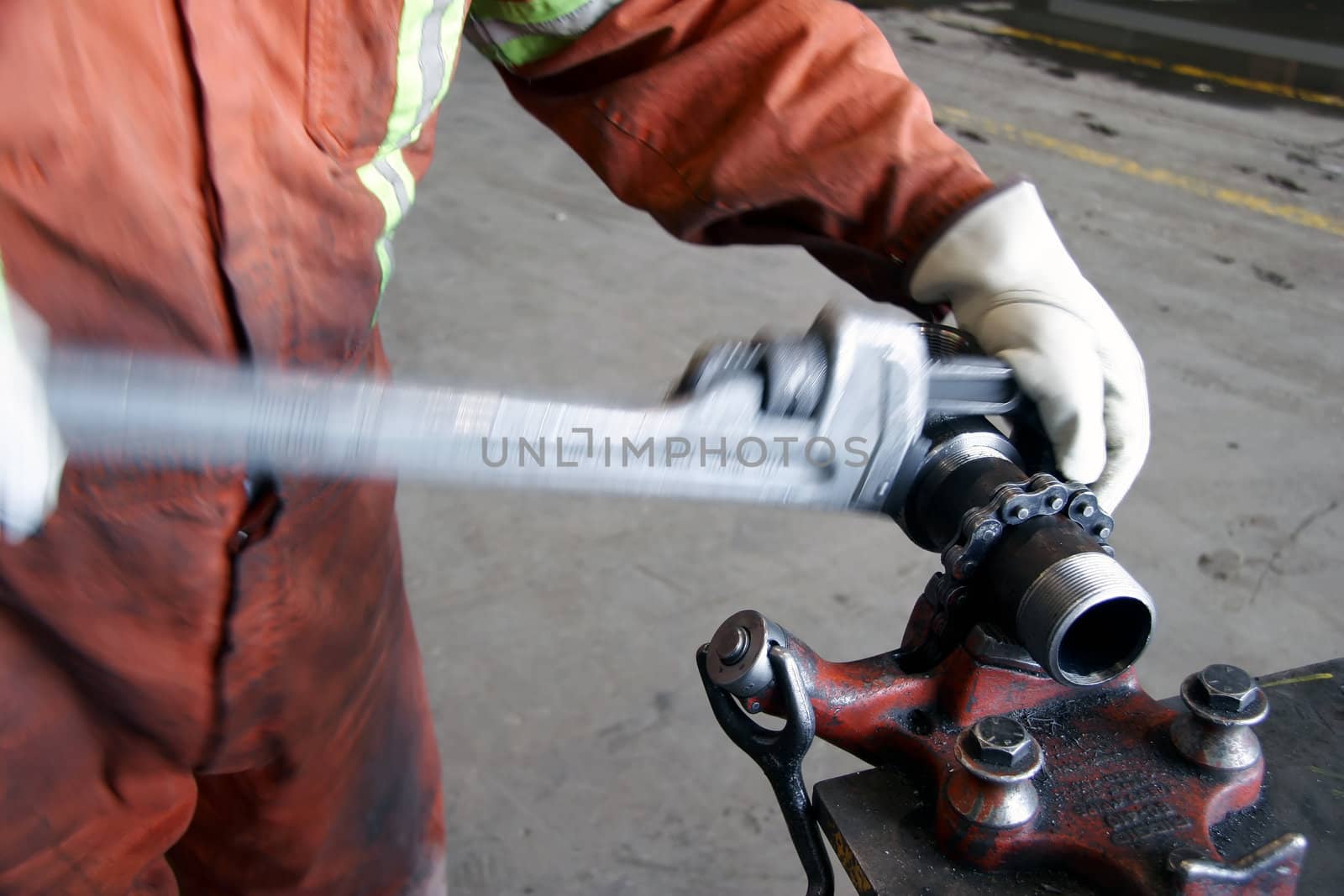 Pipefitter during work