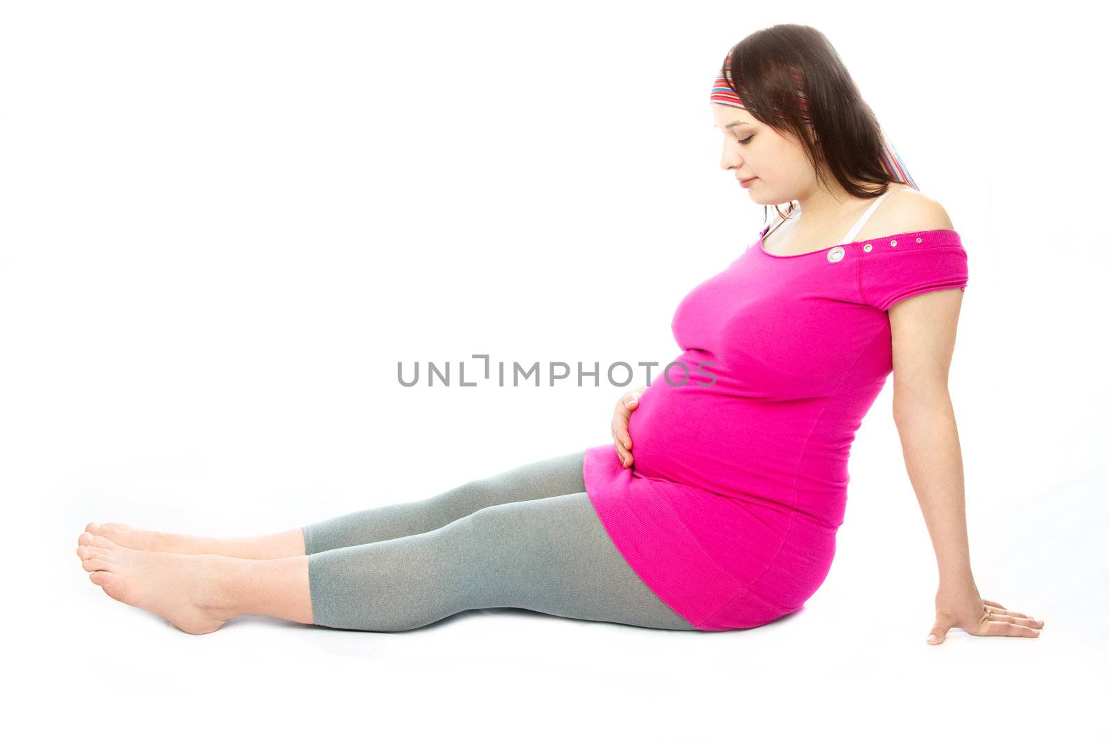 beautiful pregnant woman on the floor by lanak