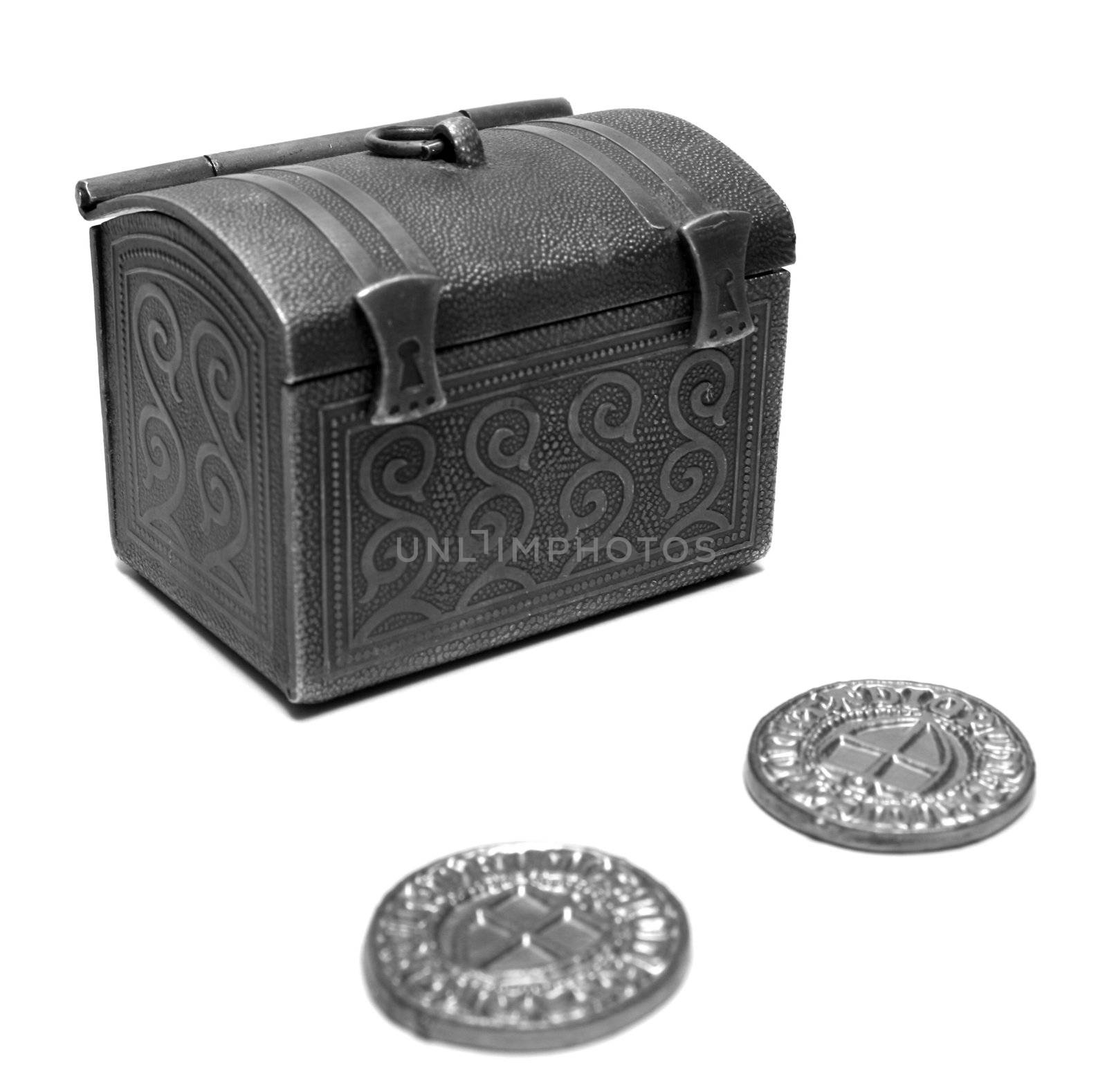 Coin bank and a couple of coins by Gdolgikh
