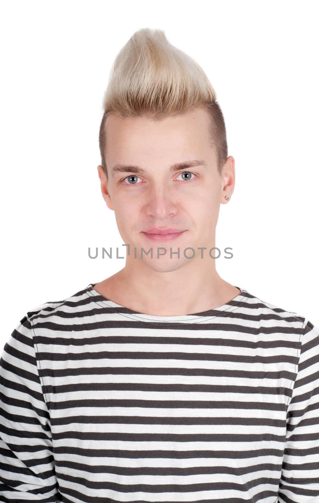 Portrait of handsome man in studio isolated on white