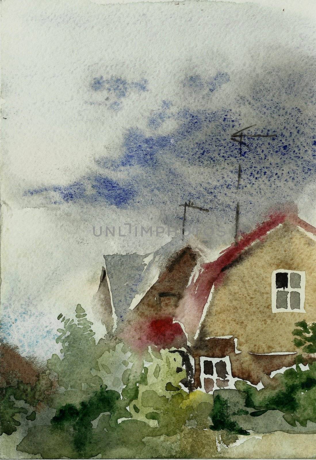 after the rain watercolor by nathings