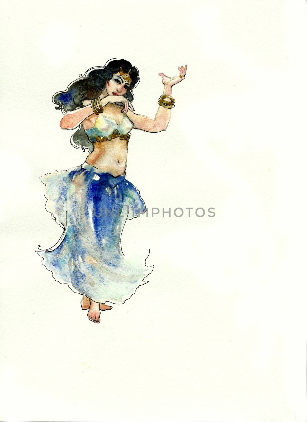 belly dancer in blue by nathings