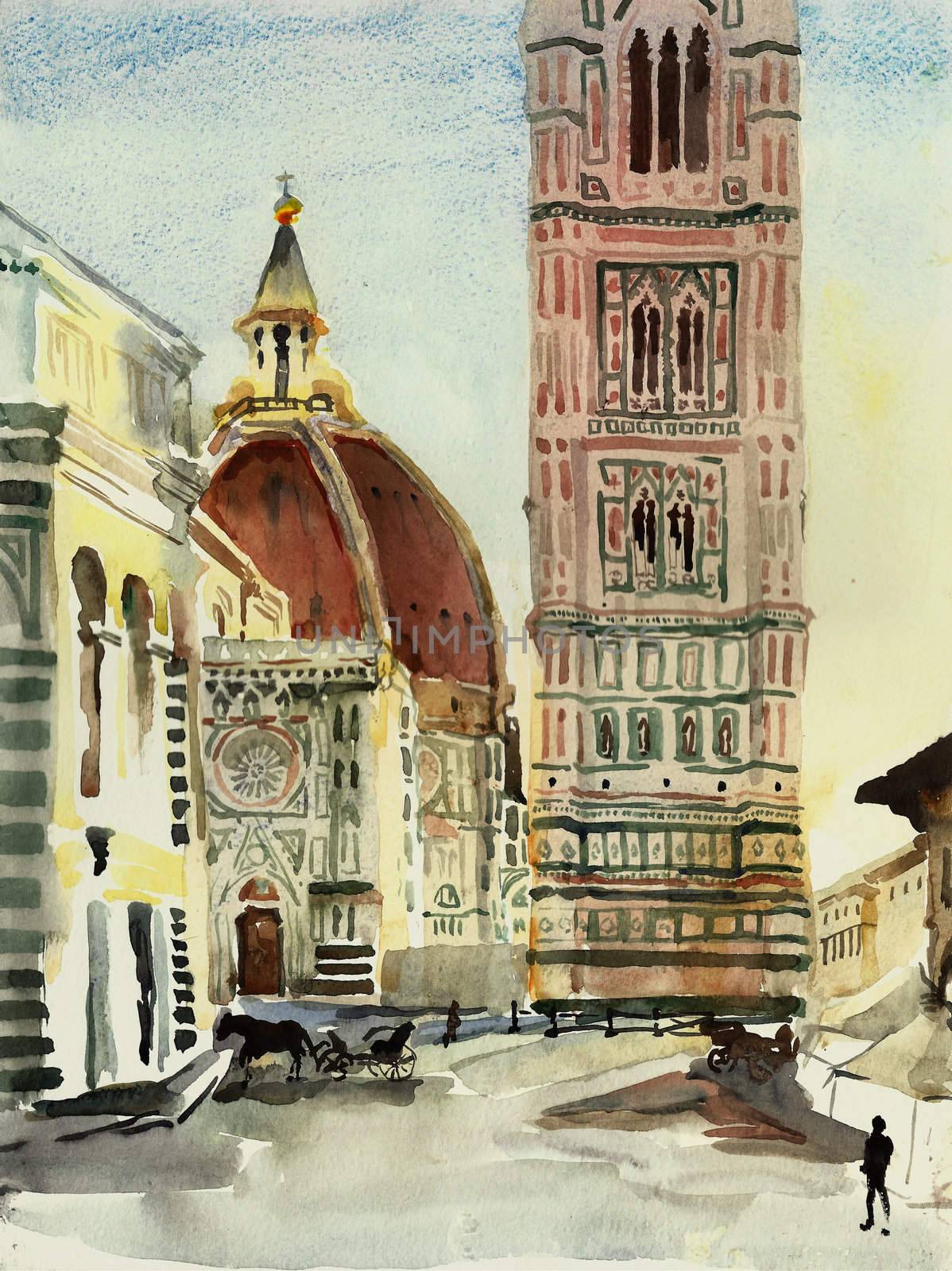 Florence Duomo watercolor by nathings