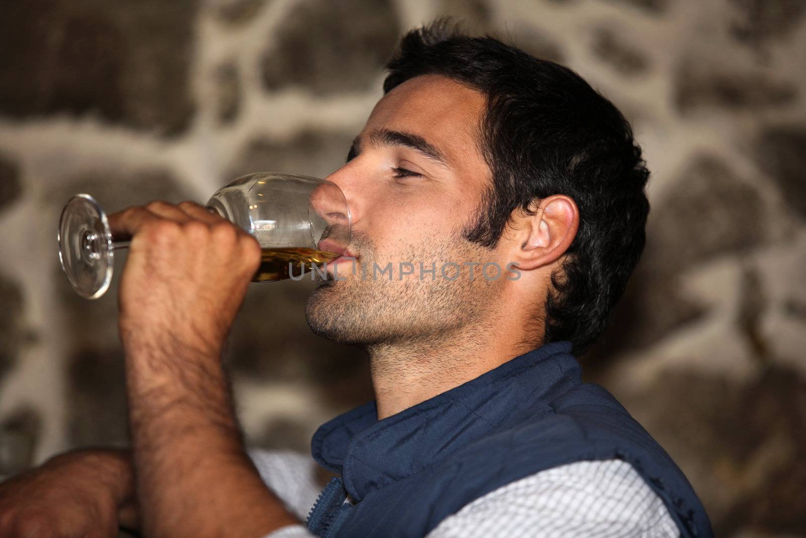 Wine tasting man by phovoir