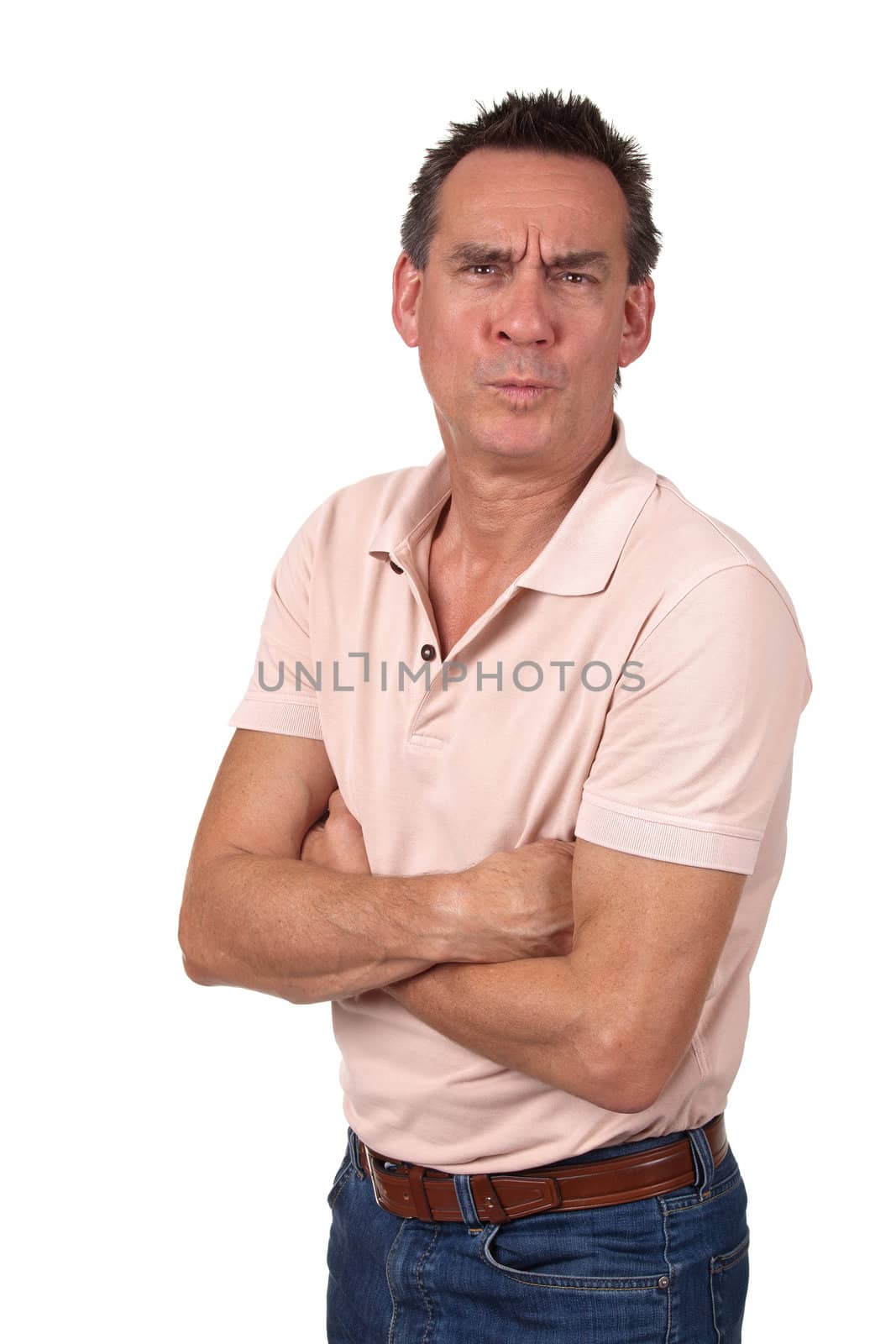 Attractive Middle Age Man Making Funny Silly Ooh Face Isolated