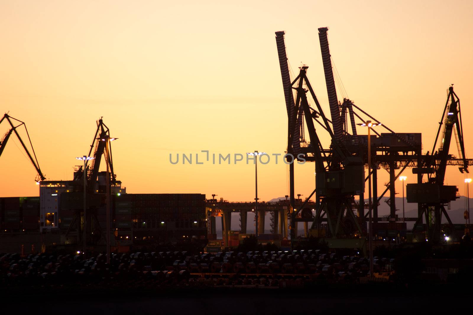 cranes on the quay in the Taranto port