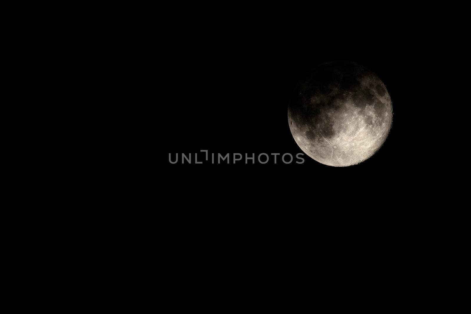 Dark Moody Cloud Covered Full Moon Waning by One Day by scheriton
