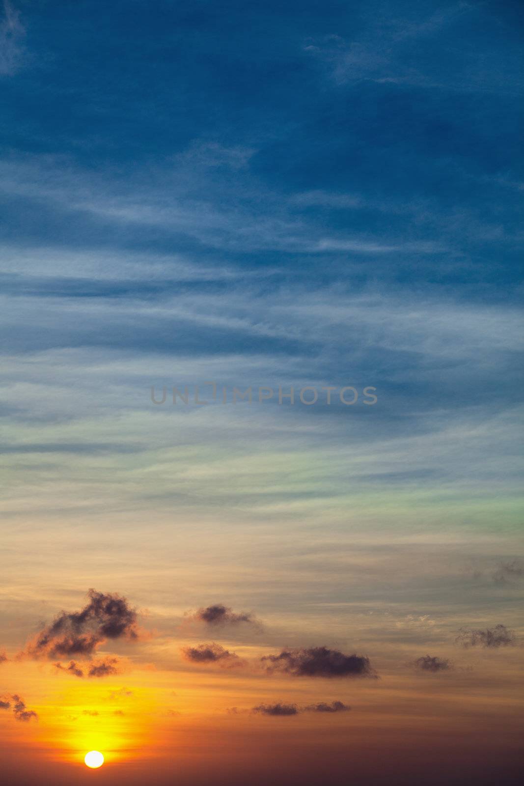 Dawn over the tropical ocean - the vertical background