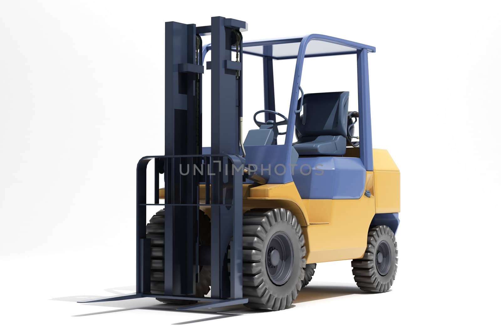 Forklift loader close-up on a light background