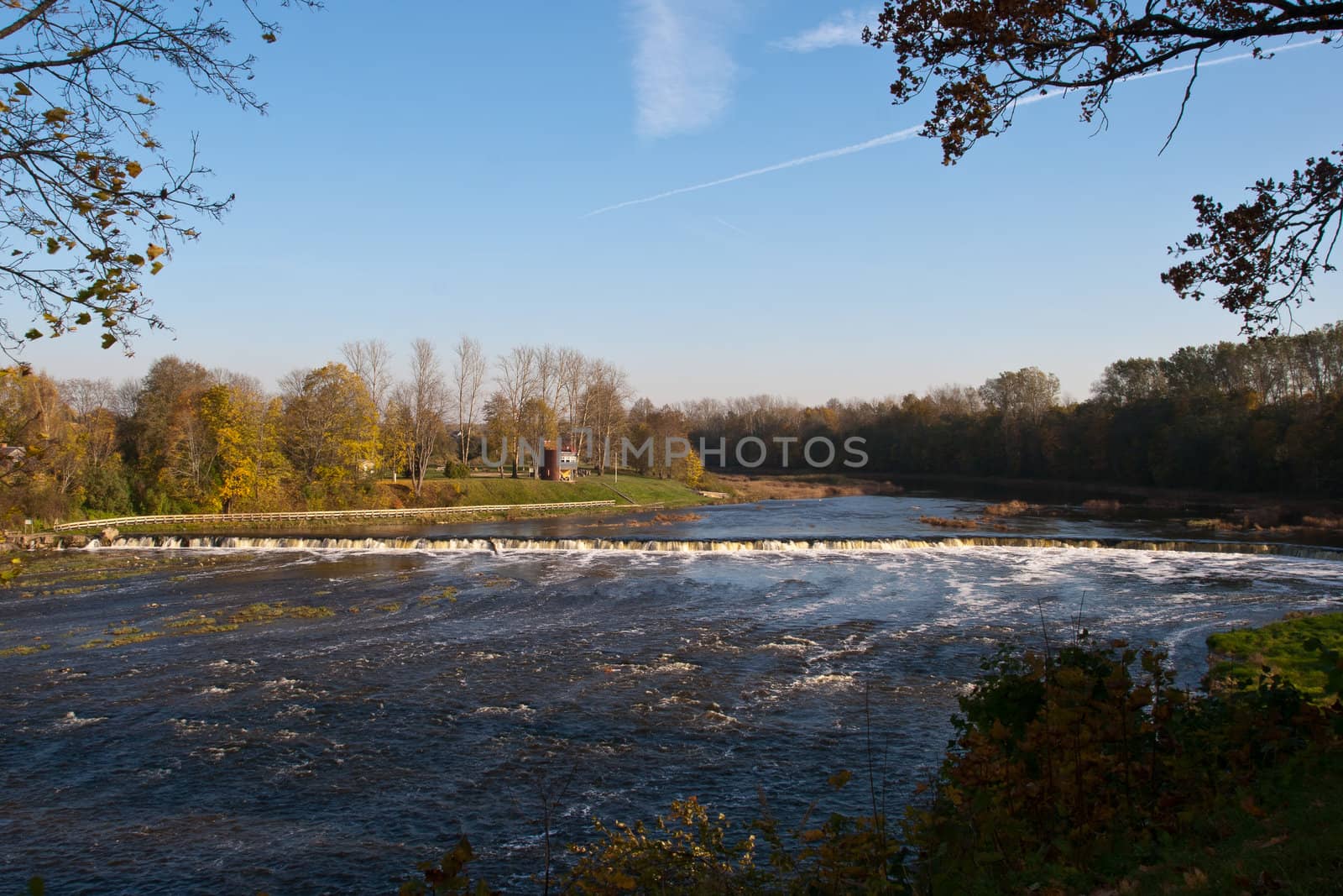 Waterfall called Ventas rumba on Venta river in Kuldiga, Latvia. Widest waterfall in Europe.