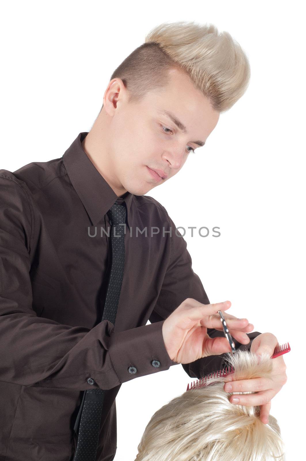 Portrait of handsome man in studio isolated on white