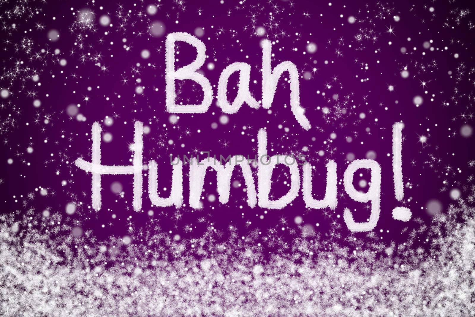 Bah Humbug Christmas Message on Purple Snow Background by scheriton