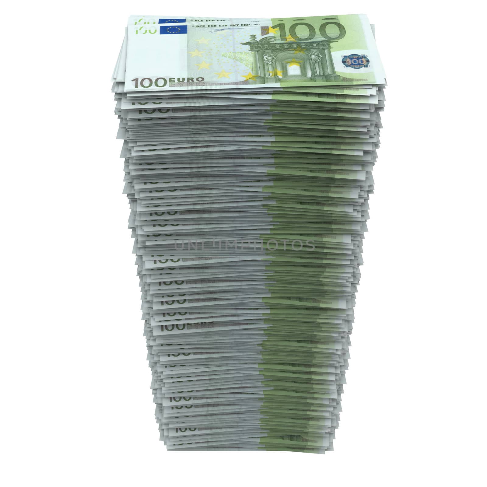 Stack of european currency. Isolated render on a white background