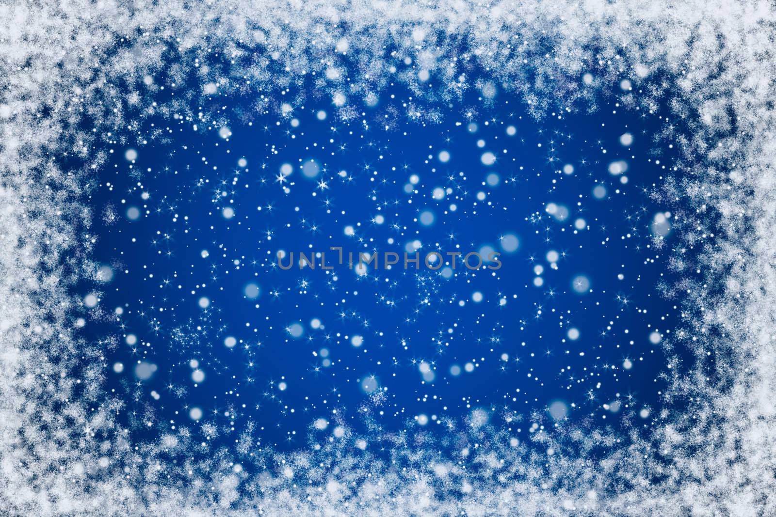 Pretty Blue Night Sky with Stars and Snow Background by scheriton